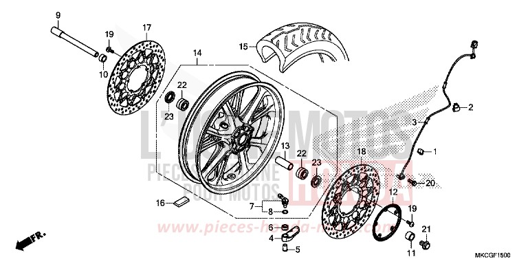 FRONT WHEEL for Gold Wing CANDY ARDENT RED (R367) from 2020